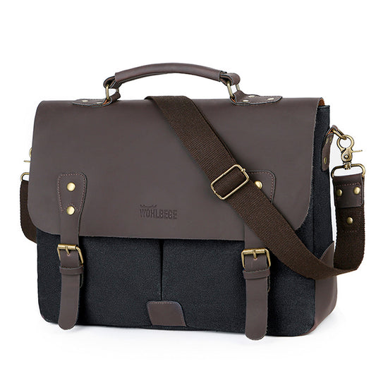 Retro Diagonal Canvas Style Computer Briefcase / Handbag / Shoulder Bag