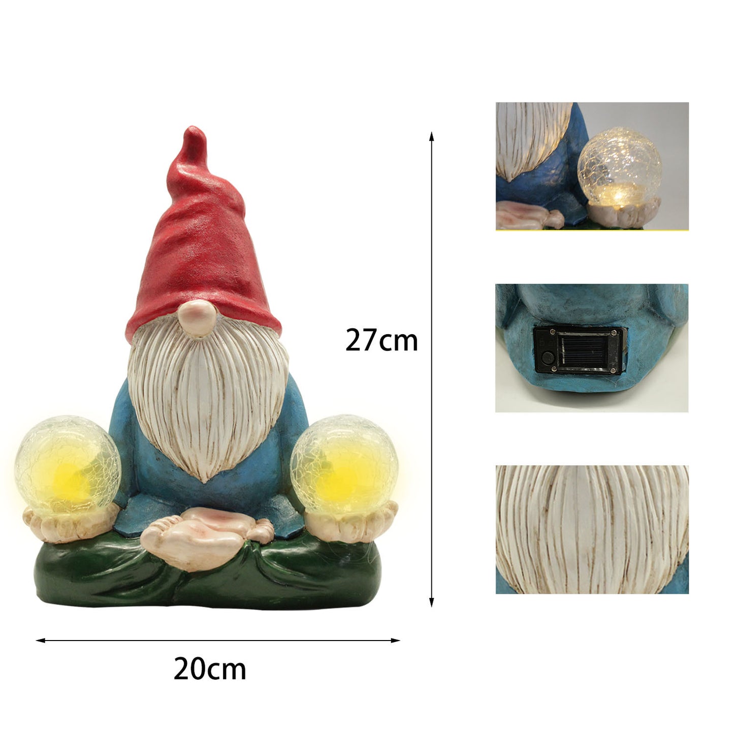 Solar LED Dwarf Doll Outdoor Statue Resin Courtyard Ornaments Gardening Decoration Figurine Landscape Accessories