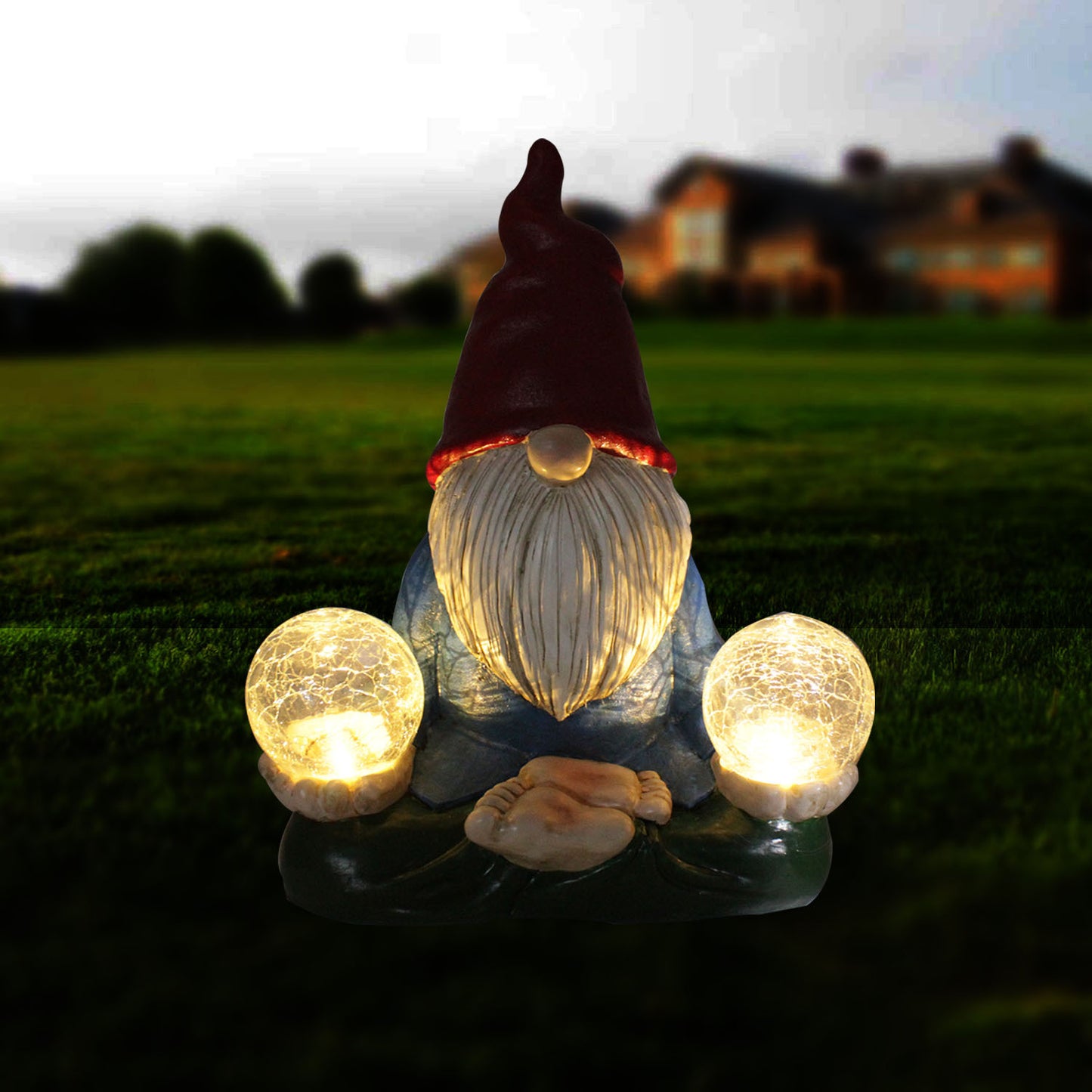 Solar LED Dwarf Doll Outdoor Statue Resin Courtyard Ornaments Gardening Decoration Figurine Landscape Accessories