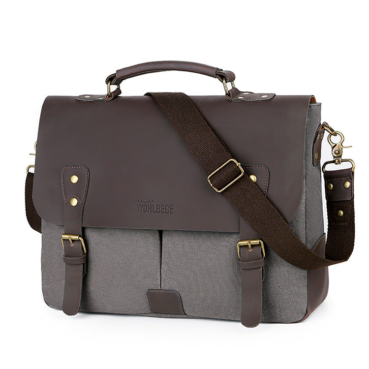 Retro Diagonal Canvas Style Computer Briefcase / Handbag / Shoulder Bag