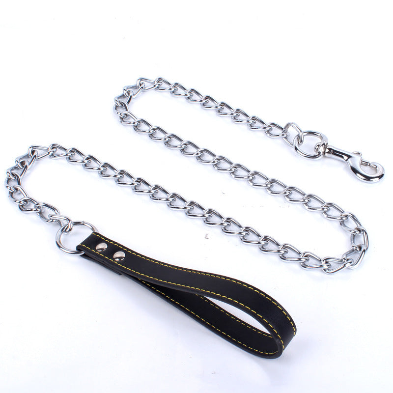 Heavy Duty Anti-Bite Chain Dog Traction Leash with Durable Strong Strap