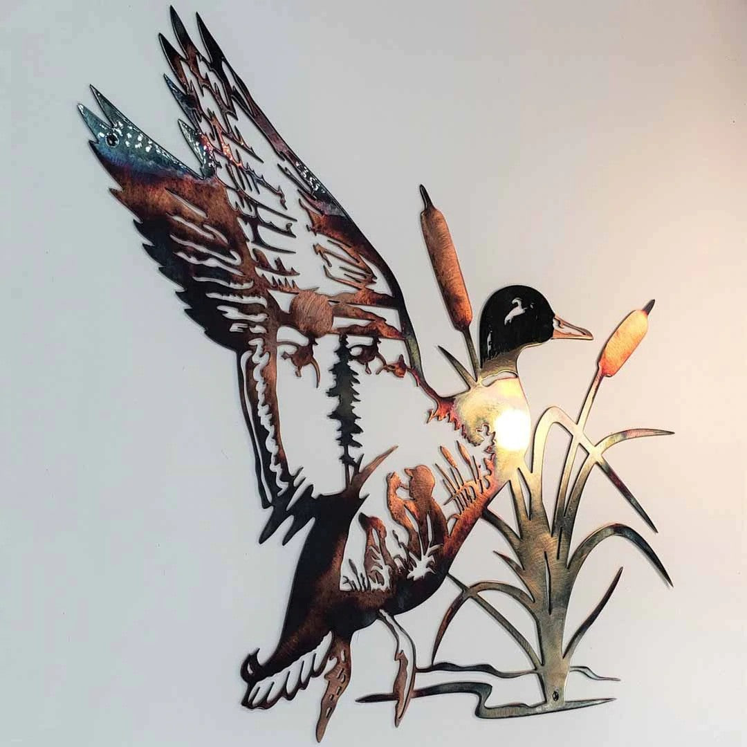 Home Decor Mallard / Trout Fishing Metal Alloy Wall Art