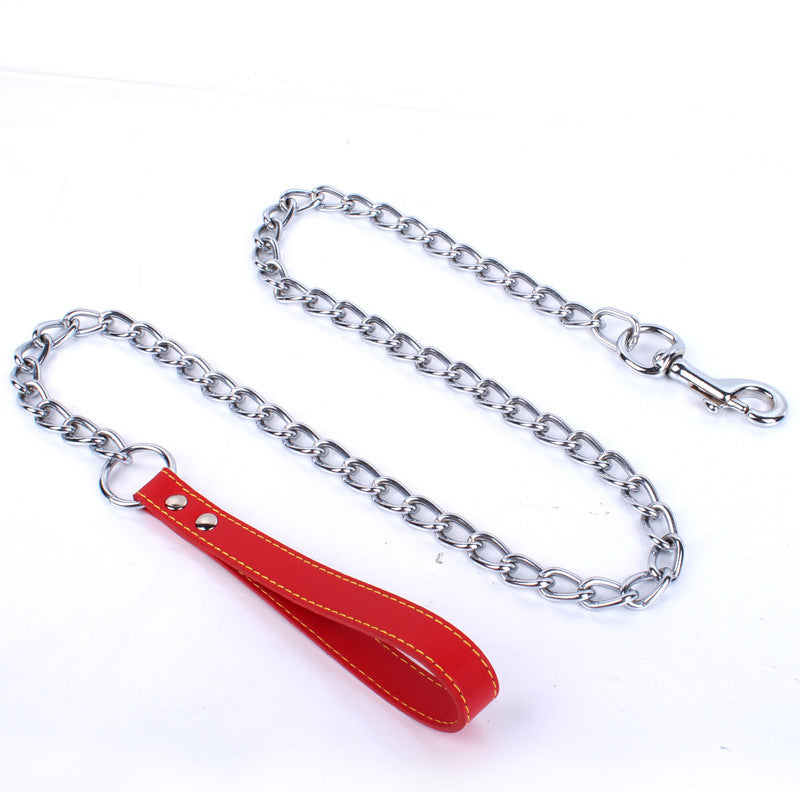 Heavy Duty Anti-Bite Chain Dog Traction Leash with Durable Strong Strap