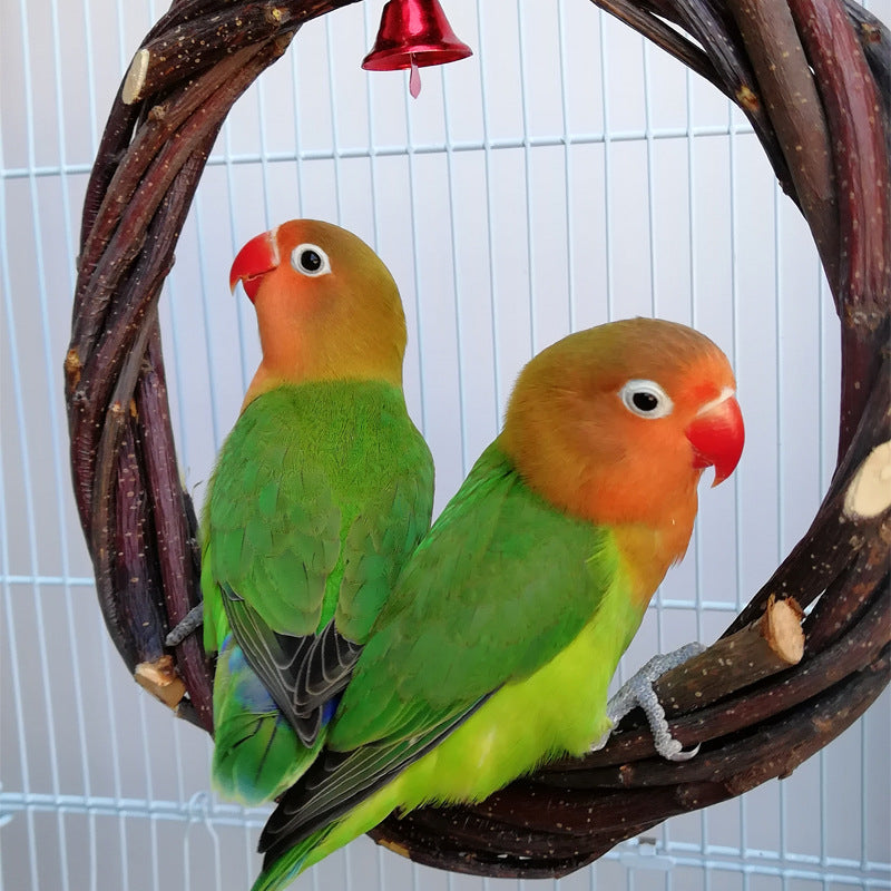 Bird Standing Frame Rattan Ring Chewing Toy and Parrot Bird Branches for Bird Cage Accessory