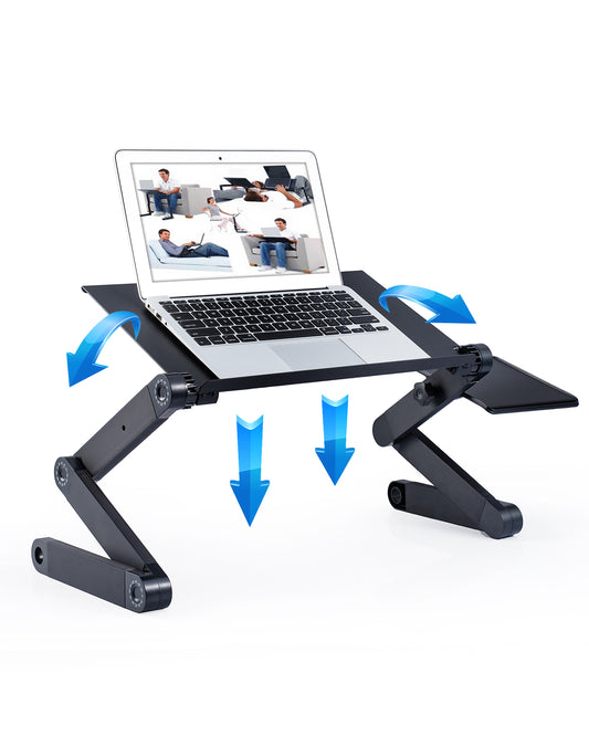 Rainbean Adjustable Laptop Stand / Laptop Desk with Cooling Fans, Workstation Desk with Mouse Pad