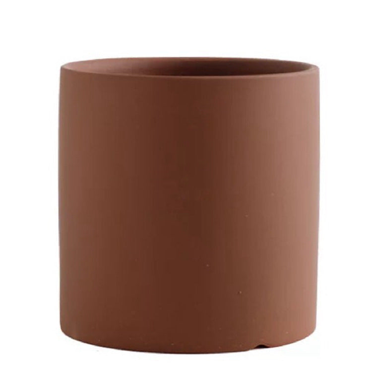 Nordic Industrial Style Colorful Ceramic Flowerpot, Succulent, Planter Cylindrical Shape With Optional Hole Tray