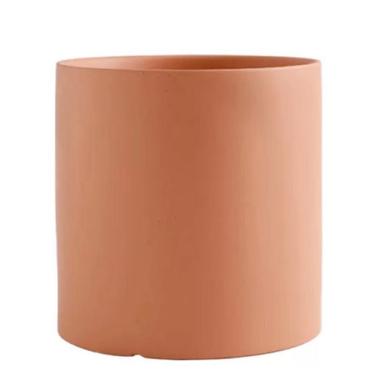 Nordic Industrial Style Colorful Ceramic Flowerpot, Succulent, Planter Cylindrical Shape With Optional Hole Tray