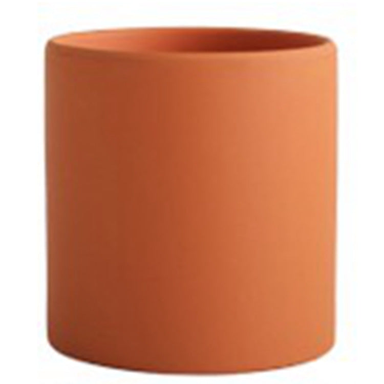 Nordic Industrial Style Colorful Ceramic Flowerpot, Succulent, Planter Cylindrical Shape With Optional Hole Tray