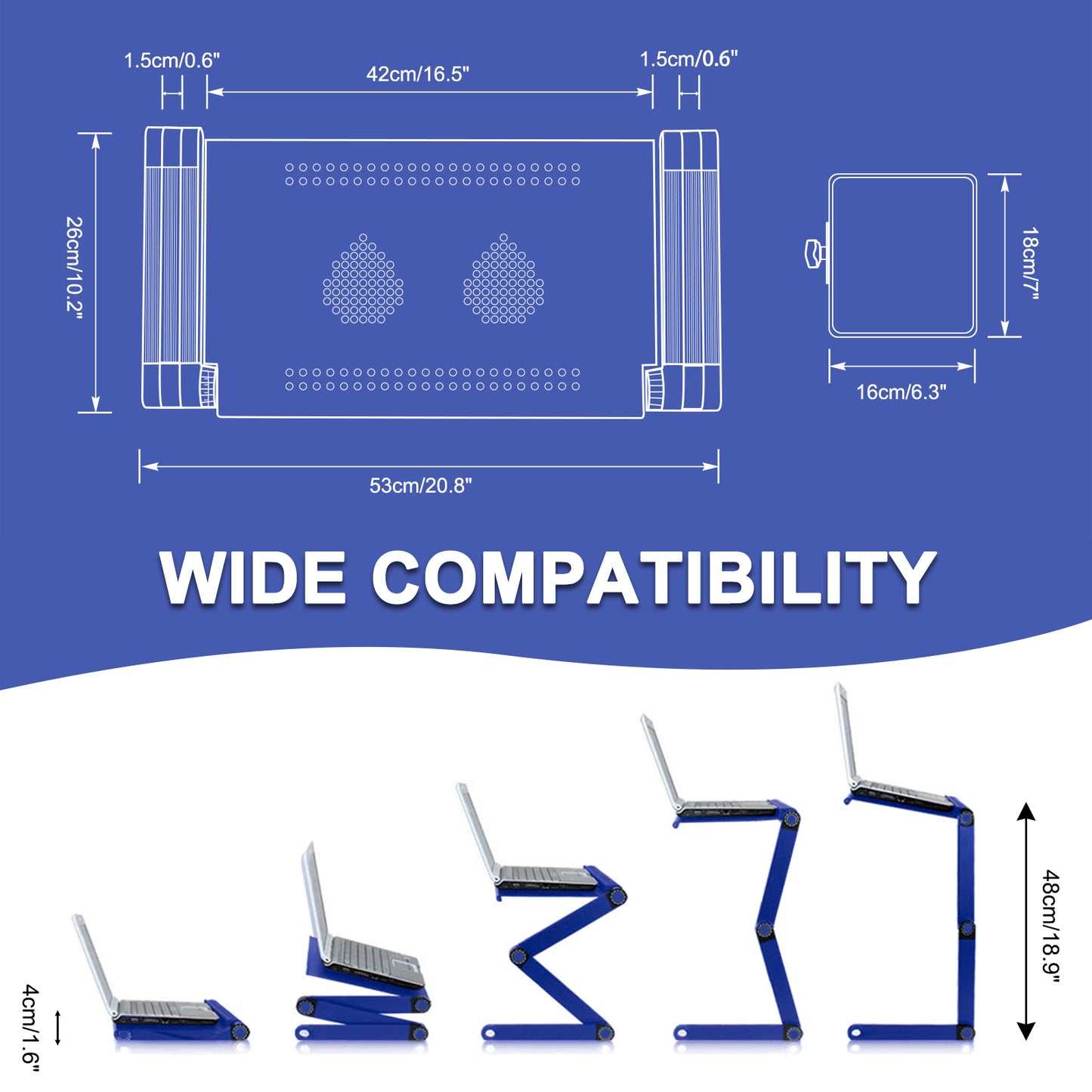 Rainbean Adjustable Laptop Stand / Laptop Desk with Cooling Fans, Workstation Desk with Mouse Pad