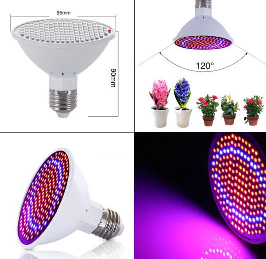 Red and Blue LED Plant Growth Lamp Replacement Single Bulbs; Clip-On Single and Two Lamp Bulb Clip-On Brackets