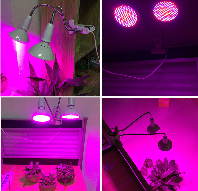 Red and Blue LED Plant Growth Lamp Replacement Single Bulbs; Clip-On Single and Two Lamp Bulb Clip-On Brackets