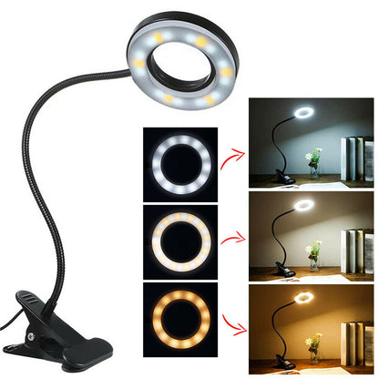 Flexible LED Clip On Desk Lamp, USB and Dimmable