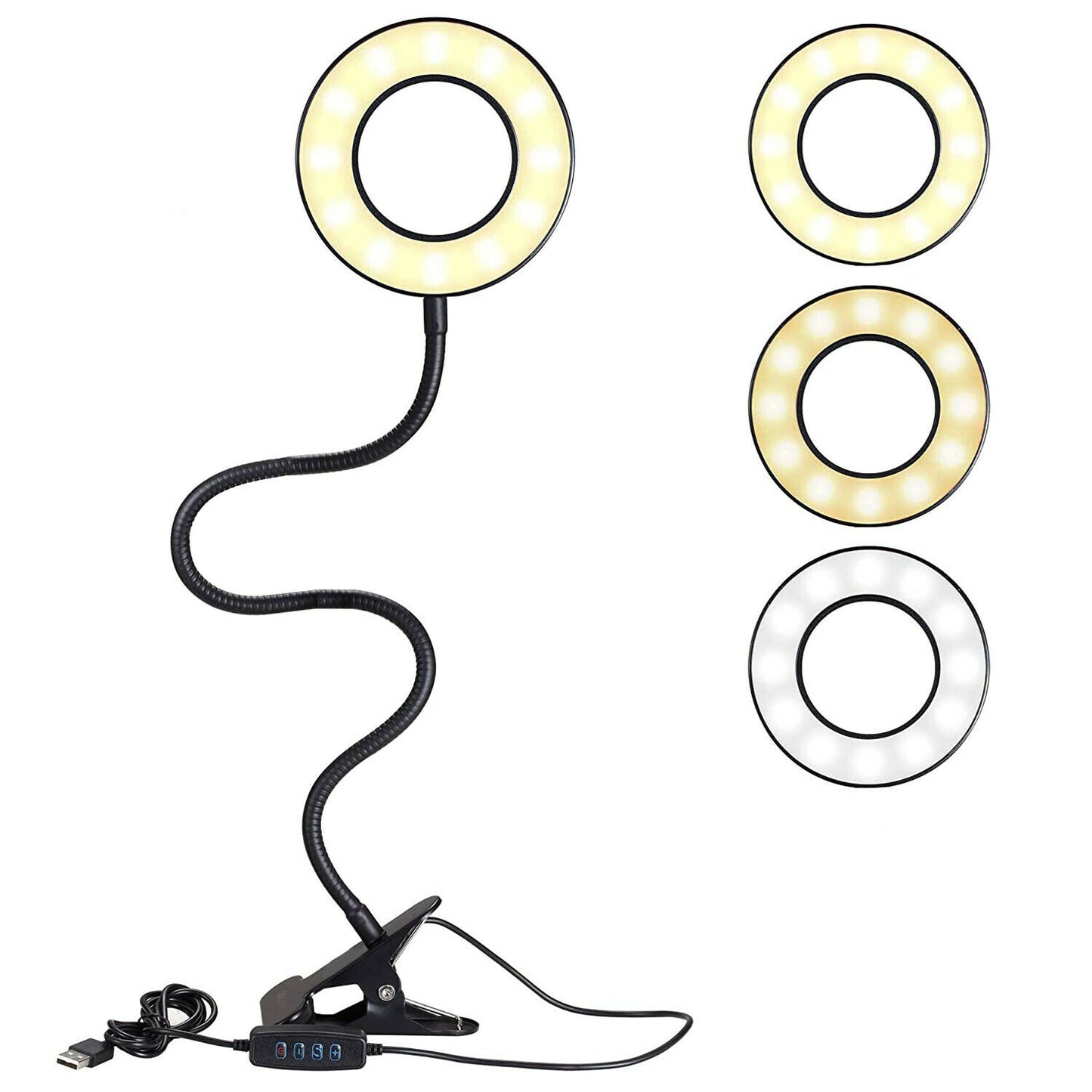 Flexible LED Clip On Desk Lamp, USB and Dimmable