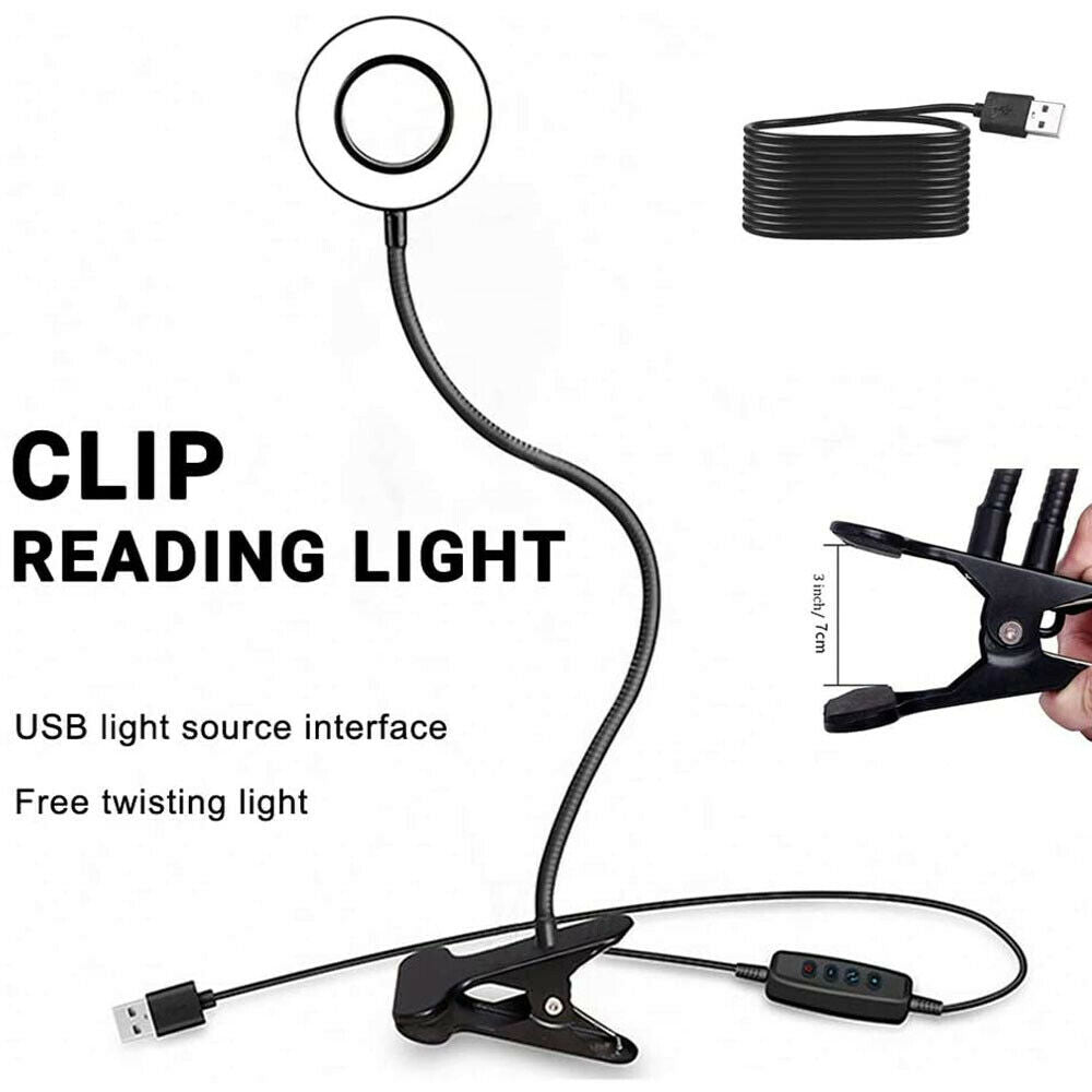 Flexible LED Clip On Desk Lamp, USB and Dimmable