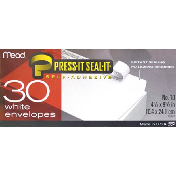 Mead No. 10 White Self-Adhesive White Envelopes - 30 Count