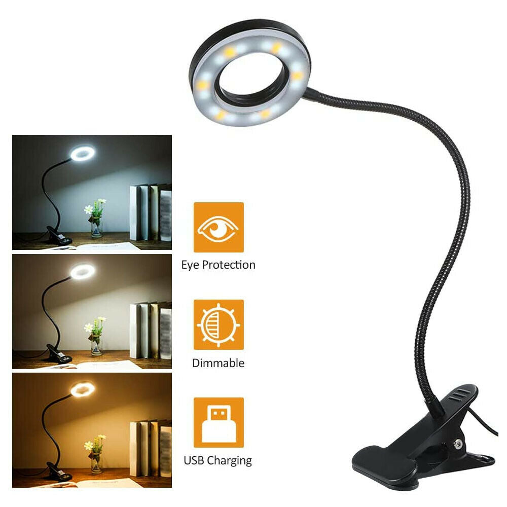 Flexible LED Clip On Desk Lamp, USB and Dimmable