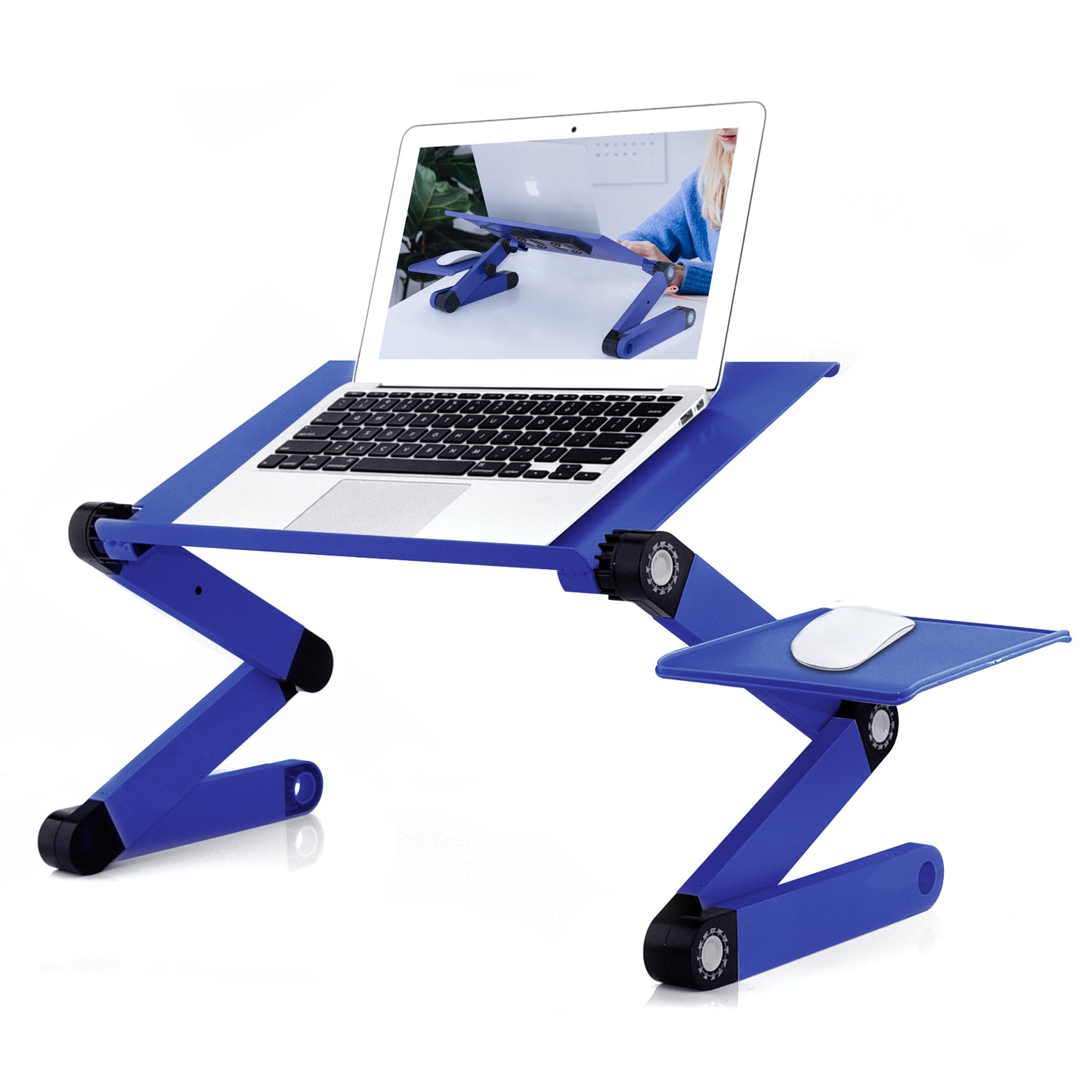 Rainbean Adjustable Laptop Stand / Laptop Desk with Cooling Fans, Workstation Desk with Mouse Pad