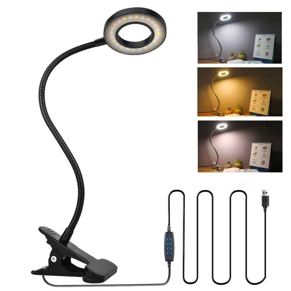 Flexible LED Clip On Desk Lamp, USB and Dimmable